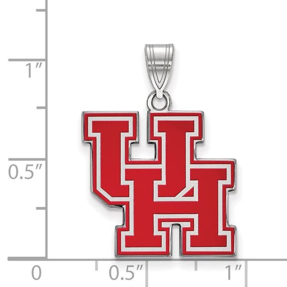 Sterling Silver U. of Houston Large Enamel 'UH' Pendant - Picture 2 of 3